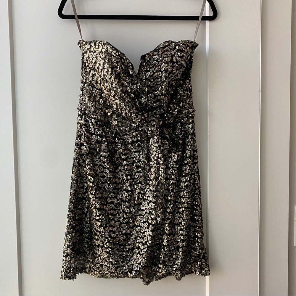 Sequin Black and Gold Short Mini Dress